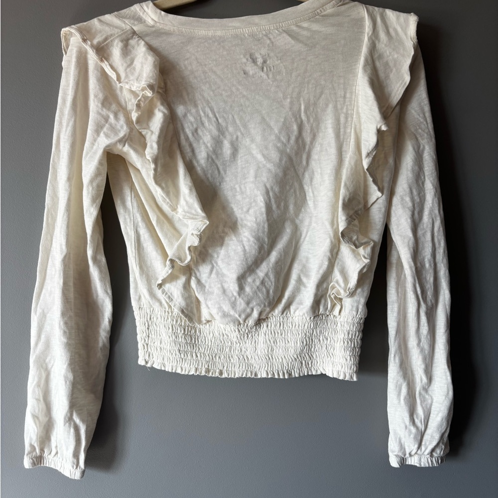 Justice Cream Ruffle Long Sleeve Top - Picture 2 of 2